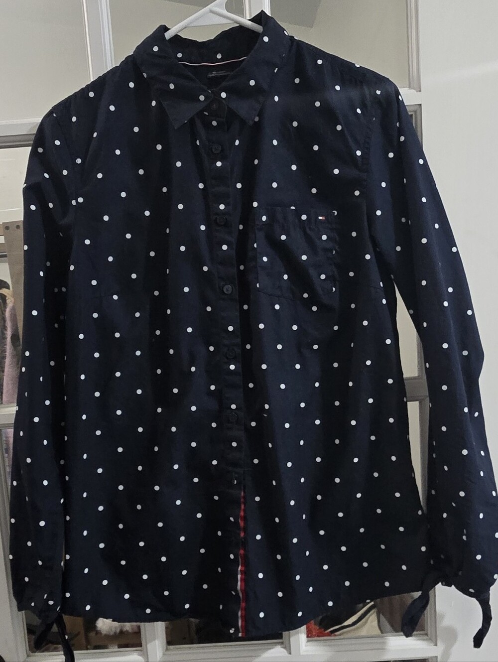 Tommy Hilfiger Navy Blue Shirt with White Polka Dots